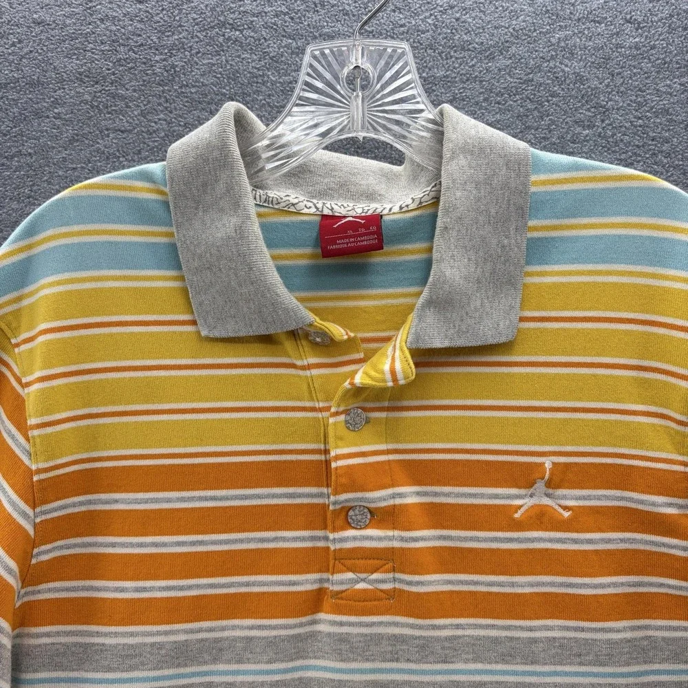 Jordan Polo Shirt Mens XL Colorful Stripe Cotton Jumpman Logo Casual